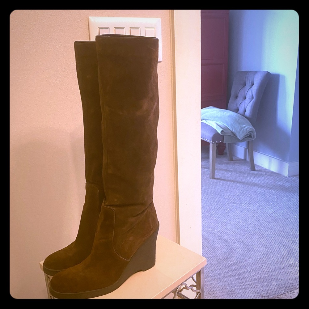 Calvin Klein Brown Suede Wedge Boots